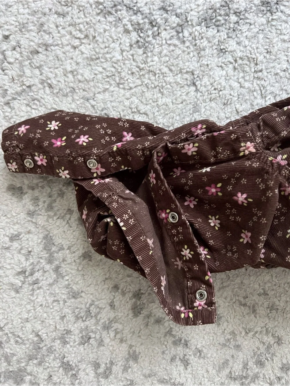 Carters 12 Mo Brown Corduroy Overalls Floral Cotton Fall Autumn Pink Flower